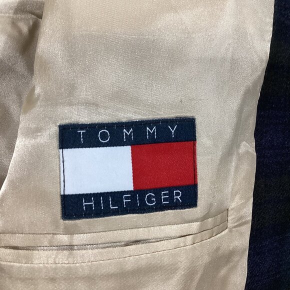 Tommy Hilfiger Men's Plaid Wool Blazer - Green & Navy Check - Classic Fit - Picture 8 of 8